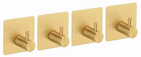 Erga Pad, samolepící háčky na ručníky bez vrtání, 4 ks, 4,5 × 4,5 cm, zlatá, ERG-YKA-CH.PAD4-GLD