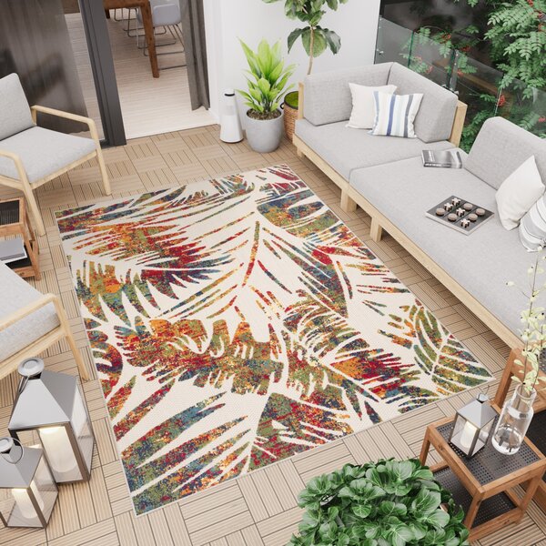 Makro Abra Moderní kusový koberec AVENTURA EC66A Listy palem vícebarevný Rozměr: 80x200 cm