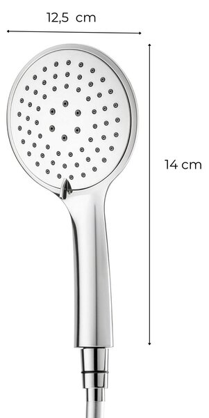 Erga Wemi, 3-funkční ruční sprcha s hadicí 150 cm, 12,5 × 14 cm, chromová, ERG-YKA-BP.WEMI-CHR