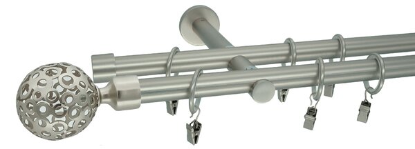 Kovovégarnýže.cz Garnýž Huglo modern 19 mm matný nikl Varianta jednořadá nebo dvouřadá: Jednořadá, Délka: 120 cm, Uchycení látky: Kroužky s žabkou