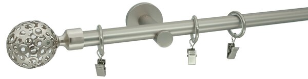 Kovovégarnýže.cz Garnýž Huglo modern 19 mm matný nikl Varianta jednořadá nebo dvouřadá: Jednořadá, Délka: 120 cm, Uchycení látky: Kroužky s žabkou