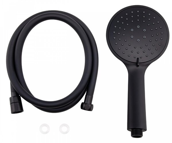 Erga Wemi, 3-funkční ruční sprcha s hadicí 150 cm, 12,5 × 14 cm, černá matná, ERG-YKA-BP.WEMI-BLK