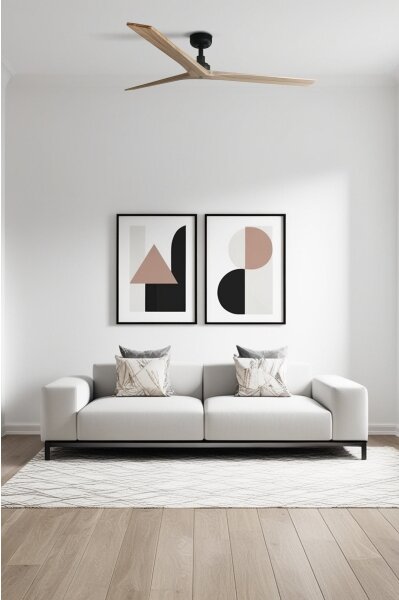 FARO 34282 -Stropní ventilátor KLIM L borovice/černá pr. 150 cm+dálkové ovládání