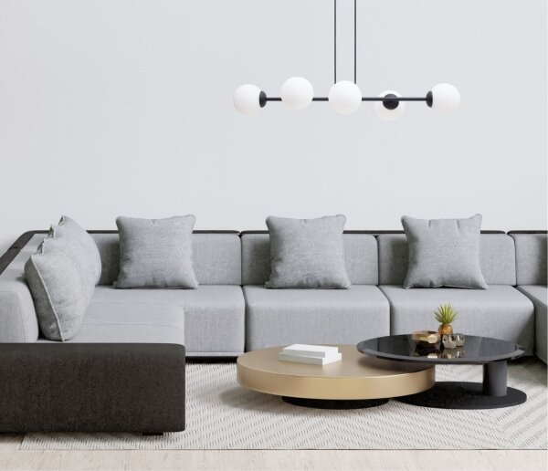 Lustr na lanku FIRA 5xE27/60W/230V černá