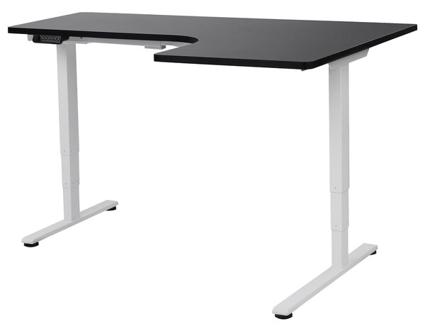 Elektricky nastavitelný rohový psací stůl DESTINES Černá/Bílá 160 cm 109 cm Pravá