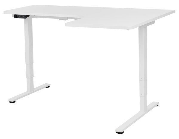 Elektricky nastavitelný rohový psací stůl DESTINES Bílá 160 cm 109 cm Pravá