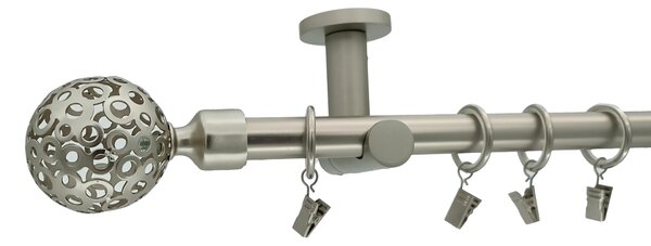 Kovovégarnýže.cz Stropní garnýž Huglo modern 19 mm matný nikl Varianta jednořadá nebo dvouřadá: Jednořadá, Délka: 120 cm, Uchycení látky: Kroužky s žabkou