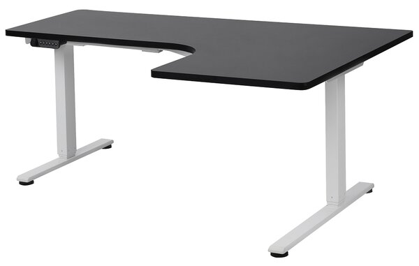 Elektricky nastavitelný rohový psací stůl DESTINES Černá/Bílá 160 cm 109 cm Pravá