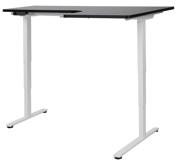 Elektricky nastavitelný rohový psací stůl DESTINES Černá/Bílá 160 cm 109 cm Pravá