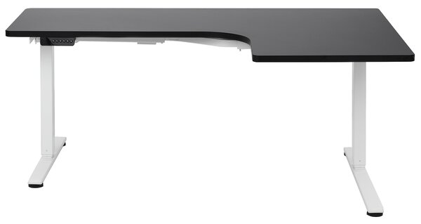 Elektricky nastavitelný rohový psací stůl DESTINES Černá/Bílá 160 cm 109 cm Pravá