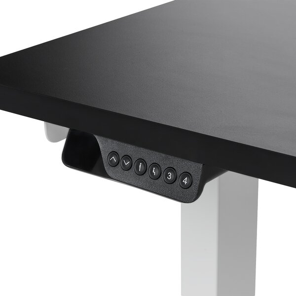 Elektricky nastavitelný rohový psací stůl DESTINES Černá/Bílá 160 cm 109 cm Pravá