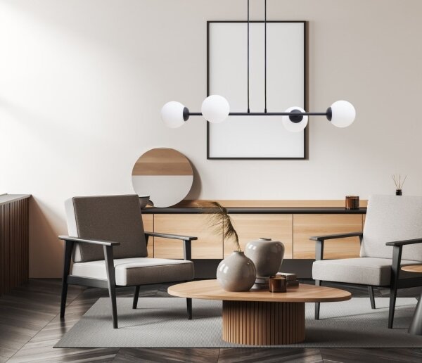 Lustr na lanku FIRA 4xE27/60W/230V černá