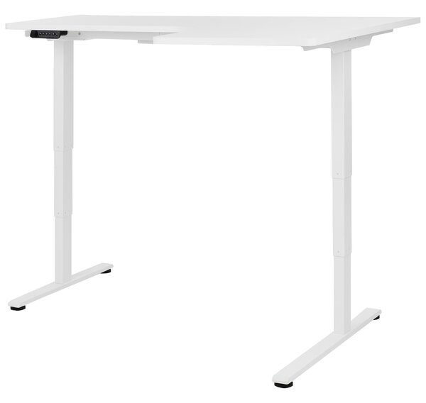 Elektricky nastavitelný rohový psací stůl DESTINES Bílá 160 cm 109 cm Pravá