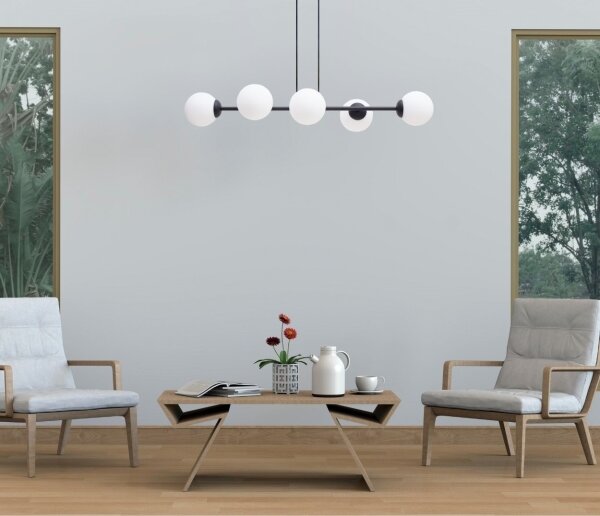 Lustr na lanku FIRA 5xE27/60W/230V černá