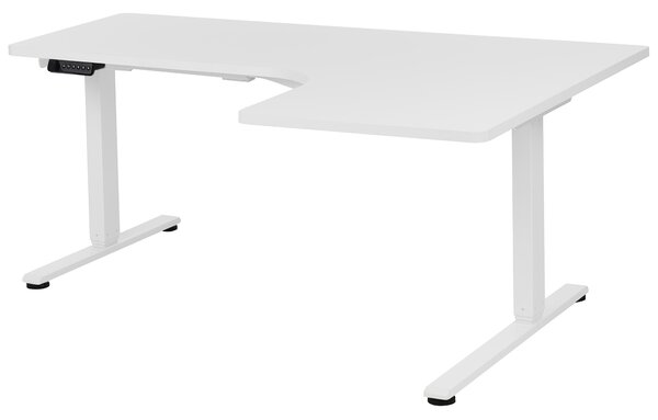 Elektricky nastavitelný rohový psací stůl DESTINES Bílá 160 cm 109 cm Pravá