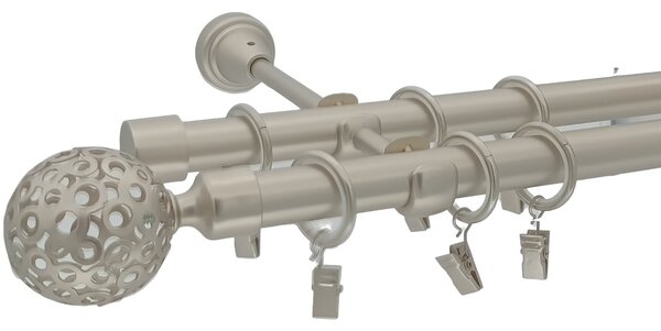 Kovovégarnýže.cz Garnýž Huglo elegance 19 mm matný nikl Varianta jednořadá nebo dvouřadá: Jednořadá, Délka: 120 cm, Uchycení látky: Kroužky s žabkou