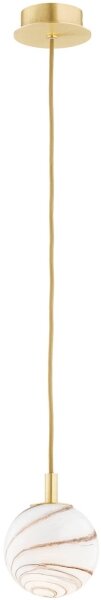 Argon 8450 - Lustr na lanku ALMIROS 1xE14/7W/230V pr. 12 cm alabastr zlatá