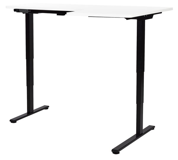 Elektricky nastavitelný rohový psací stůl DESTINES Bílá/Černá 160 cm 109 cm Pravá