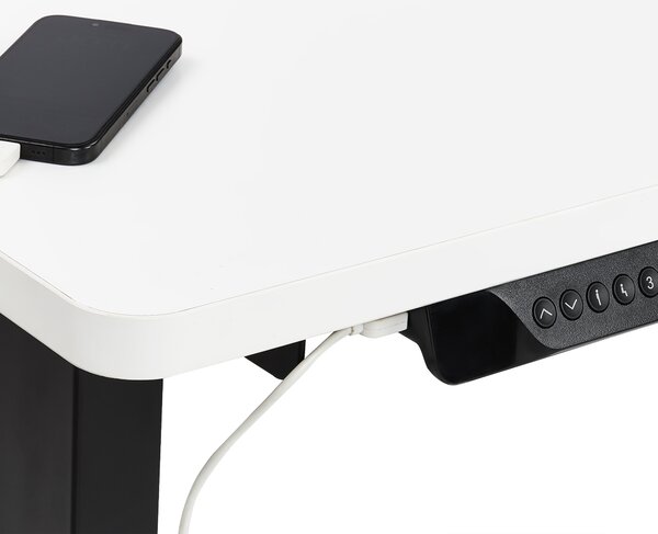 Elektricky nastavitelný rohový psací stůl DESTINES Bílá/Černá 160 cm 109 cm Pravá