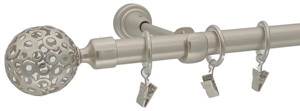 Kovovégarnýže.cz Garnýž Huglo elegance 19 mm matný nikl Varianta jednořadá nebo dvouřadá: Jednořadá, Délka: 120 cm, Uchycení látky: Kroužky s žabkou