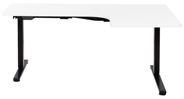 Elektricky nastavitelný rohový psací stůl DESTINES Bílá/Černá 160 cm 109 cm Pravá