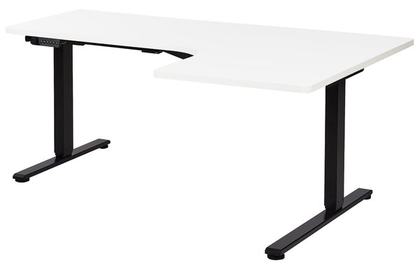 Elektricky nastavitelný rohový psací stůl DESTINES Bílá/Černá 160 cm 109 cm Pravá