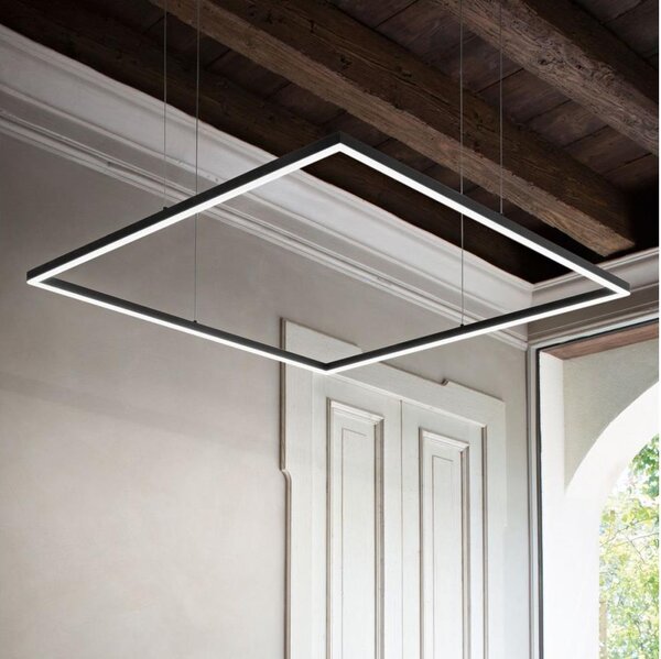 Ideal Lux - LED Lustr na lanku ORACLE SLIM LED/53W/230V 3000K 90x90 cm černá