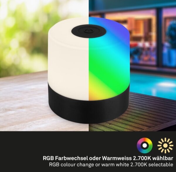 Briloner 7462015 - LED RGB Nabíjecí stolní lampa LED/1,5W/5V IP44 černá