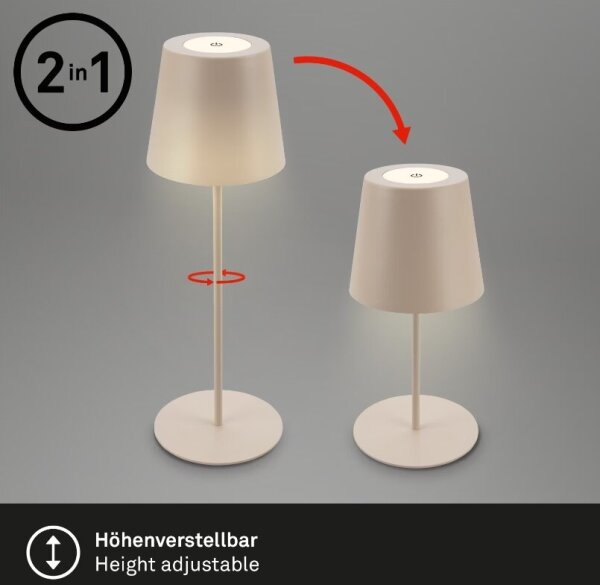 Briloner 7508011 - LED Stm. nabíjecí stolní lampa LED/2,5W/5V IP44 béžová