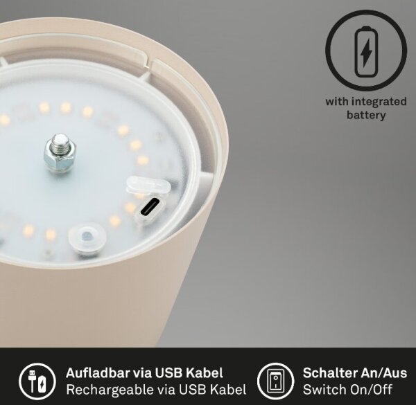 Briloner 7508011 - LED Stm. nabíjecí stolní lampa LED/2,5W/5V IP44 béžová