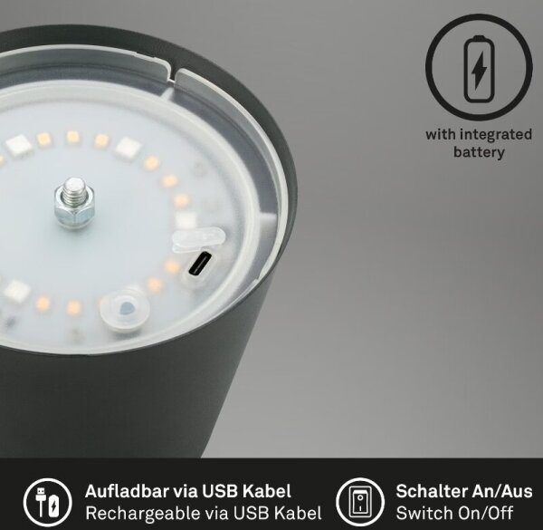 Briloner 7507015 - LED RGBW Stm. nabíjecí stolní lampa LED/2,5W/5V IP44 antracit