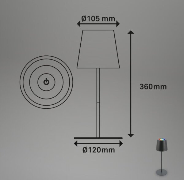 Briloner 7507015 - LED RGBW Stm. nabíjecí stolní lampa LED/2,5W/5V IP44 antracit