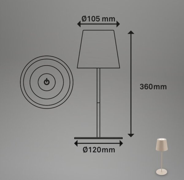 Briloner 7508011 - LED Stm. nabíjecí stolní lampa LED/2,5W/5V IP44 béžová