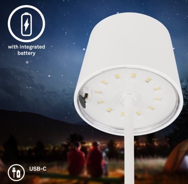Briloner 7423016 - LED Stmívatelná nabíjecí stolní lampa LED/2,6W/5V IP44 bílá