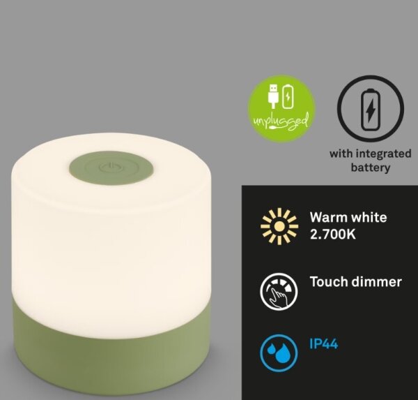 Briloner 7461019 - LED Stmívatelná nabíjecí stolní lampa LED/2W/5V IP44 zelená