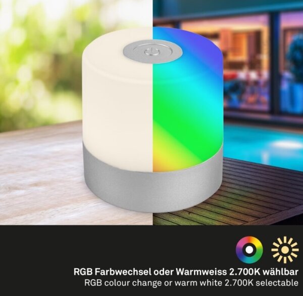 Briloner 7462014 - LED RGB Nabíjecí stolní lampa LED/1,5W/5V IP44 chrom