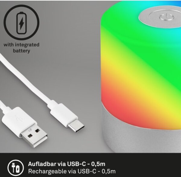 Briloner 7462014 - LED RGB Nabíjecí stolní lampa LED/1,5W/5V IP44 chrom