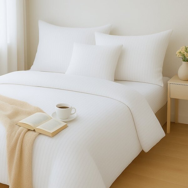 TextilCentrum.cz Hotelové povlečení HOTEL STRIPE – damašek, proužek 1 cm, bílá, 140×200 + 70×90 cm, hotelový uzávěr