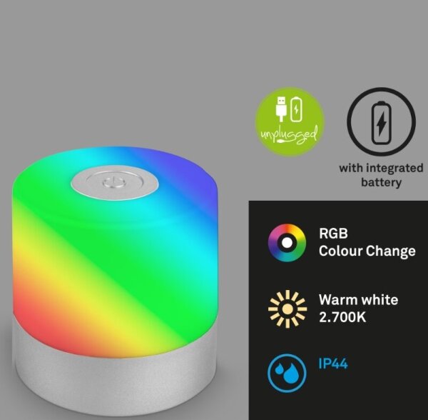 Briloner 7462014 - LED RGB Nabíjecí stolní lampa LED/1,5W/5V IP44 chrom