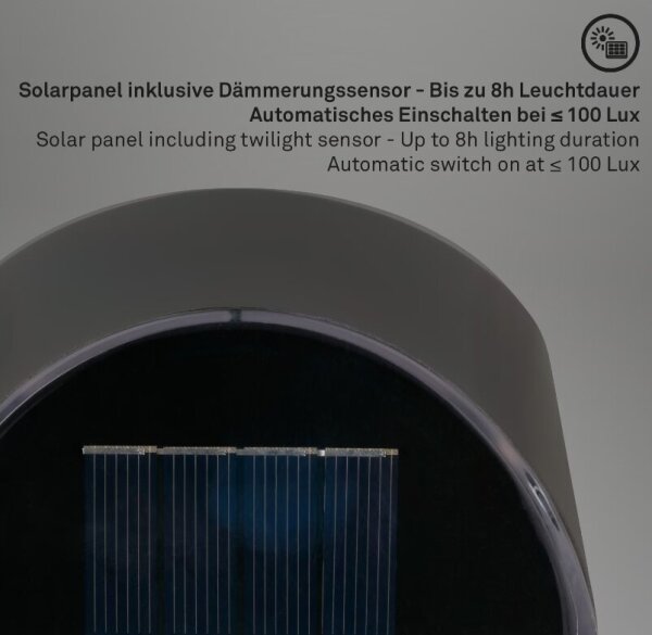 Briloner 3133015 - LED Solární nástěnné svítidlo LED/2W/3,7V IP44 3000K
