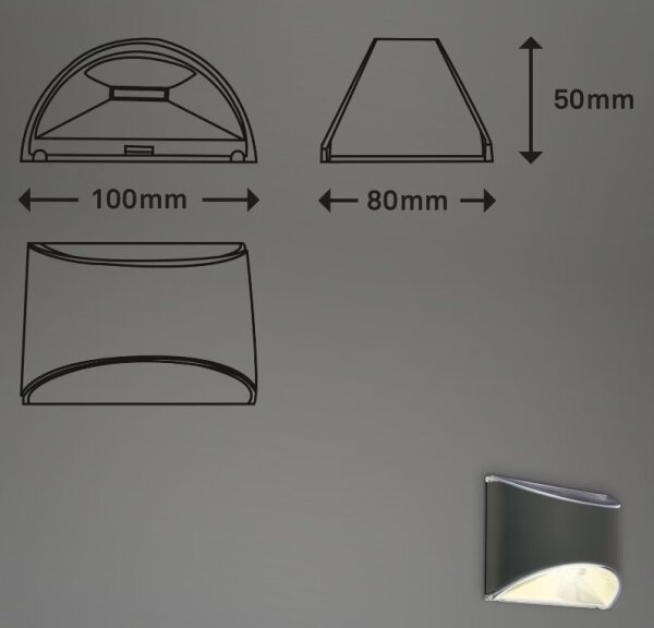 Briloner 3133015 - LED Solární nástěnné svítidlo LED/2W/3,7V IP44 3000K