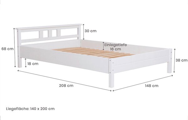 POSTEL, 140/200 cm bílá MID.YOU - Jednolůžkové postele, Online Only