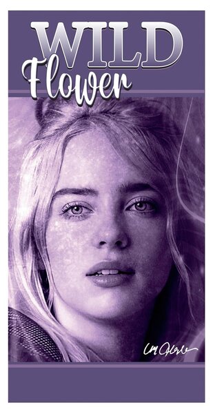 Jerry Fabrics Dětská plážová osuška BILLIE EILISH, fialová, froté, 70x140cm