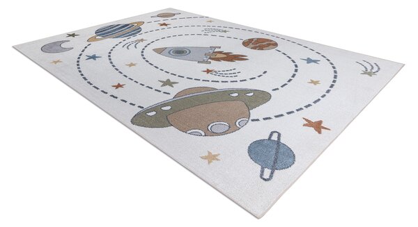 Makro Abra Dětský kusový koberec BONO 8288 Vesmír Planety pratelný krémový antracitový Rozměr: 80x150 cm