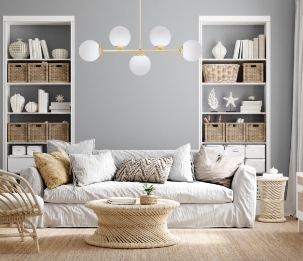 Lustr na tyči FIRA 5xE27/60W/230V zlatá