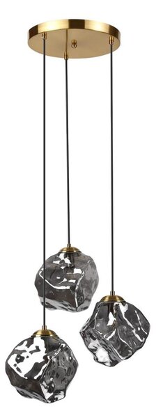 Lustr na lanku CRISTAL 3xE14/15W/230V mosaz/kouřová černá