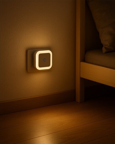 LED Noční světlo se senzorem pohybu a soumraku LED/0,5W/230V bílá
