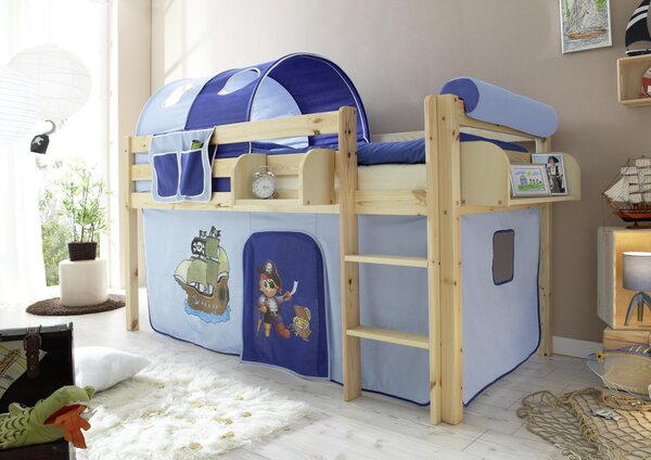 VYSOKÁ POSTEL, 90/200 cm přírodní barvy, světle modrá, tmavě modrá MID.YOU - Dětské postele, Online Only