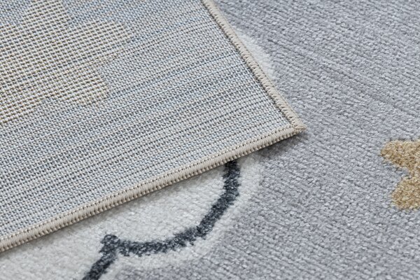 Makro Abra Dětský kusový koberec BONO 8437 Mráčky Duha Nebe Sluníčko pratelný šedý krémový Rozměr: 80x150 cm