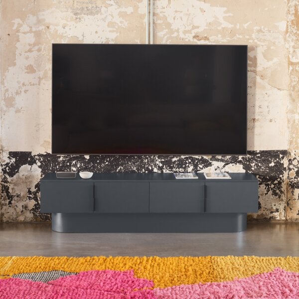 Teulat Antracitově šedý lakovaný TV stolek Totem 200 x 47 cm